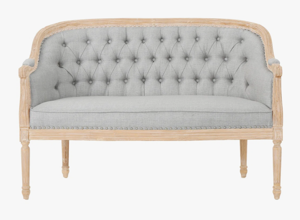 Light gray 49.5'' tufted upholstered & birch wood loveseat 🩶