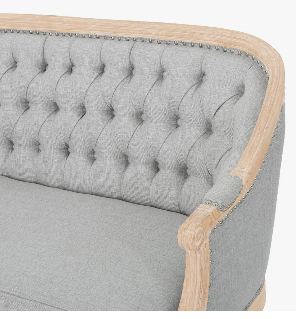 Light gray 49.5'' tufted upholstered & birch wood loveseat 🩶