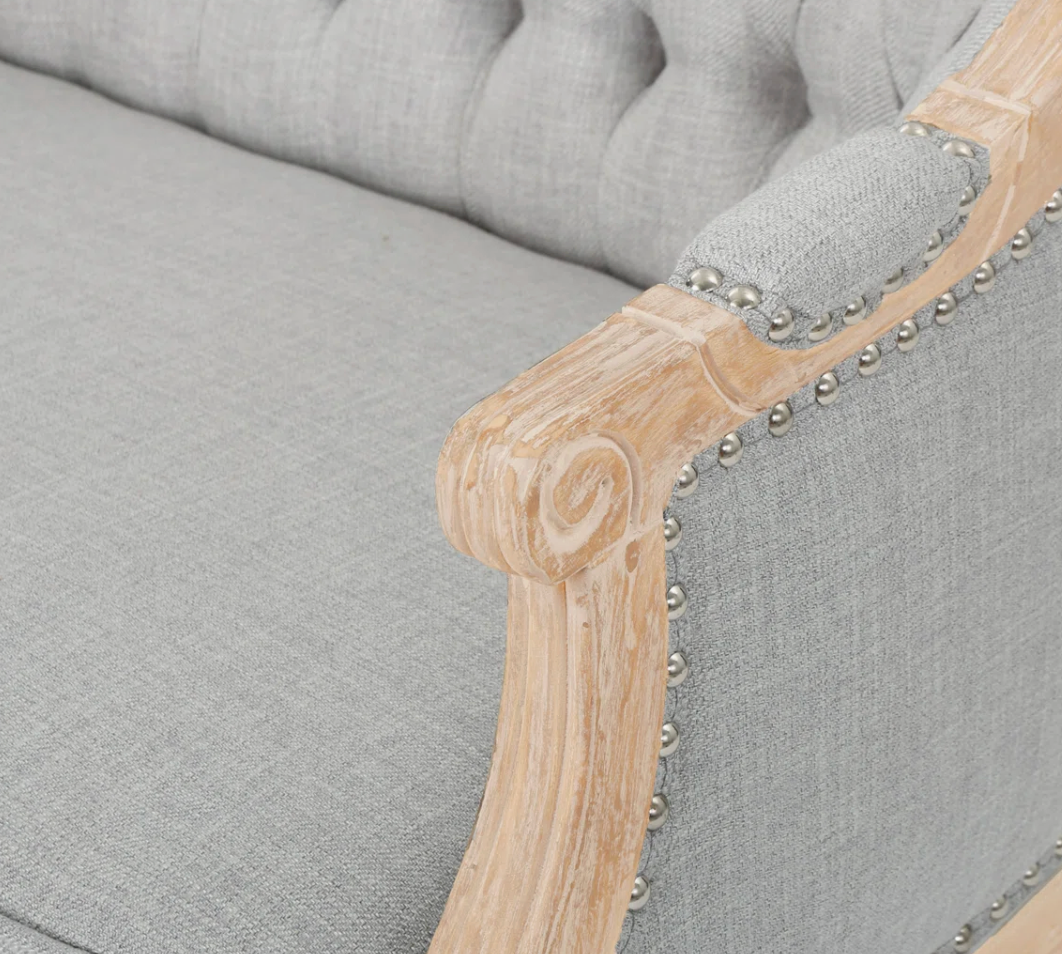 Light gray 49.5'' tufted upholstered & birch wood loveseat 🩶