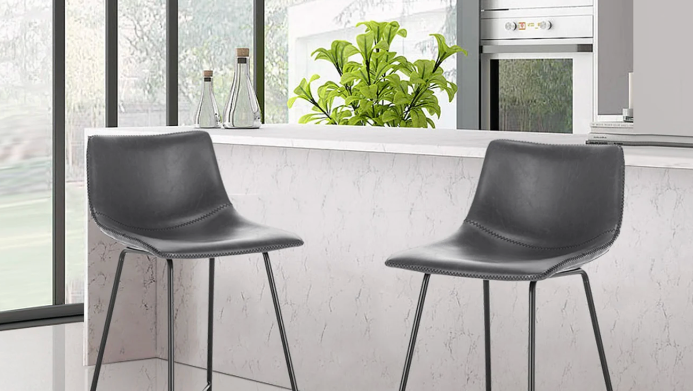2 Poly & Bark 24'' grey faux leather counterheight barstools 🥂