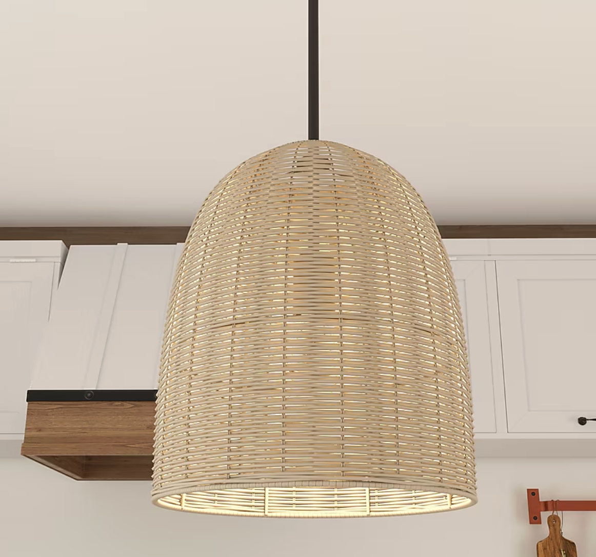 Matte black & rattan modern/contemporary lantern pendant 🌼