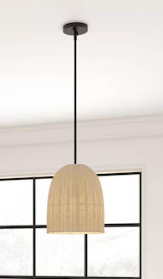 Matte black & rattan modern/contemporary lantern pendant 🌼