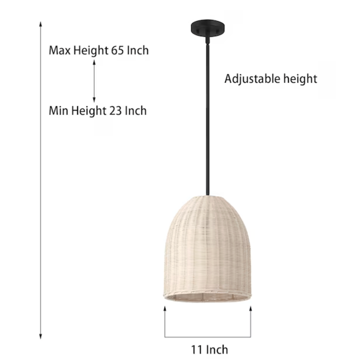 Matte black & rattan modern/contemporary lantern pendant 🌼