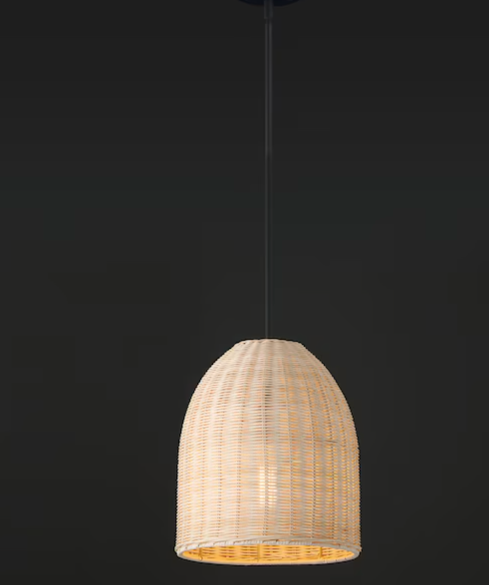 Matte black & rattan modern/contemporary lantern pendant 🌼