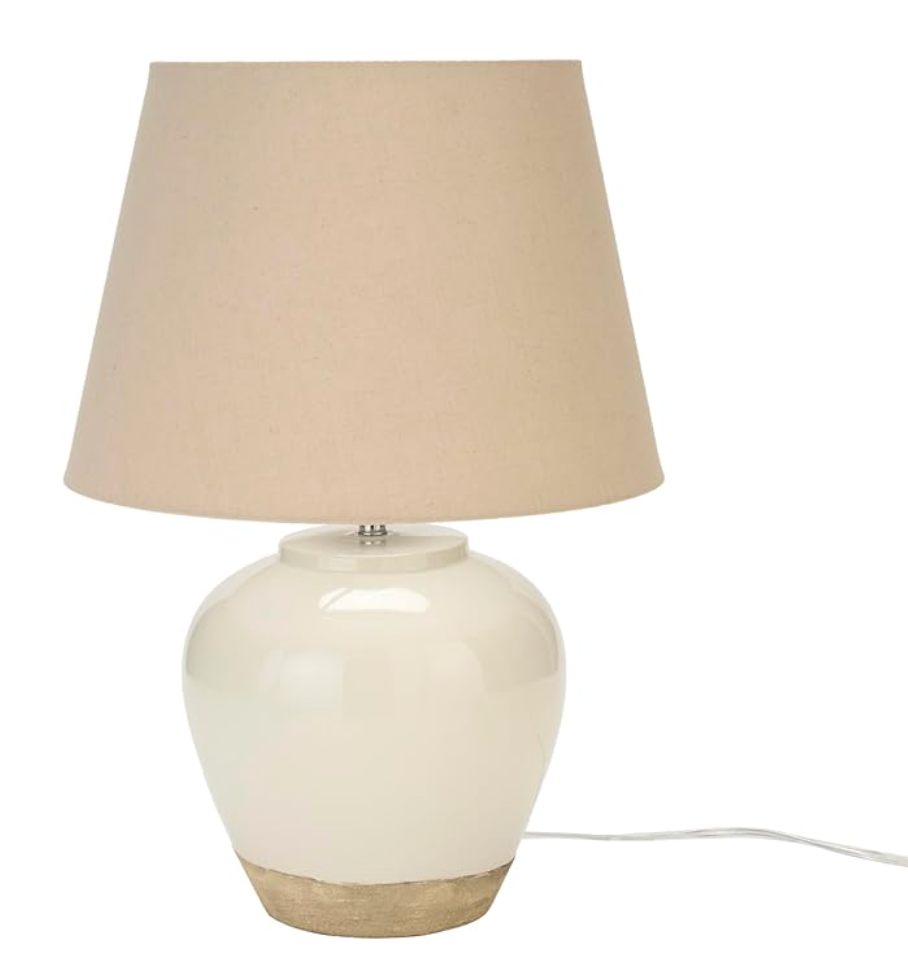20" white & sand farmhouse ceramic pot table lamp 🌷