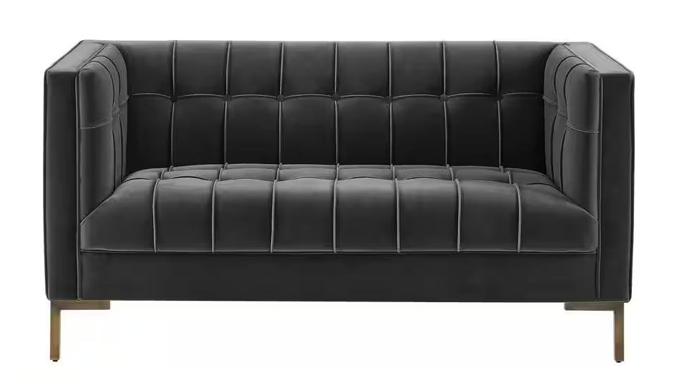 Channel stitched gray velvet loveseat 🩶