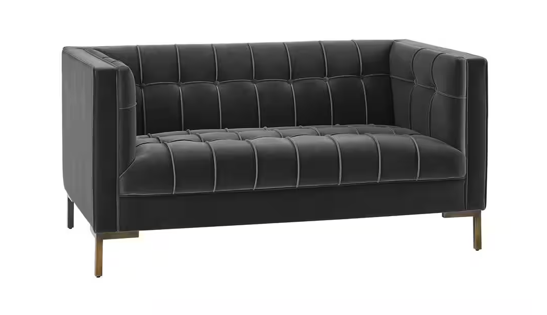 Channel stitched gray velvet loveseat 🩶