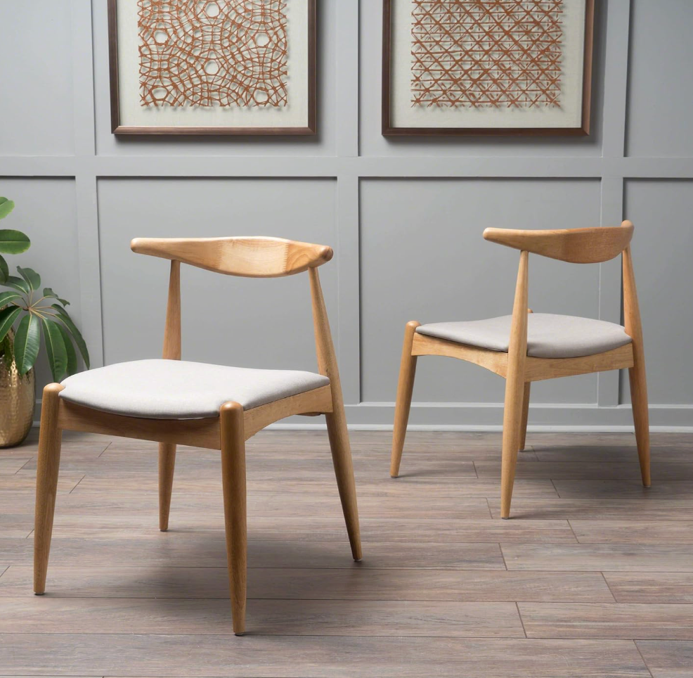 2 MCM dining chairs w/ cushion & wood frame 🪑