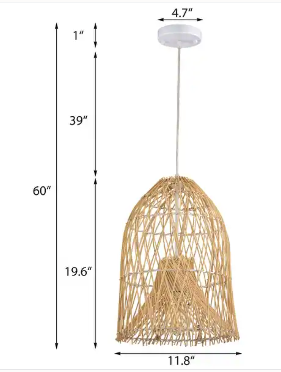 Handmade boho beige bell woven rattan pendant 🌻