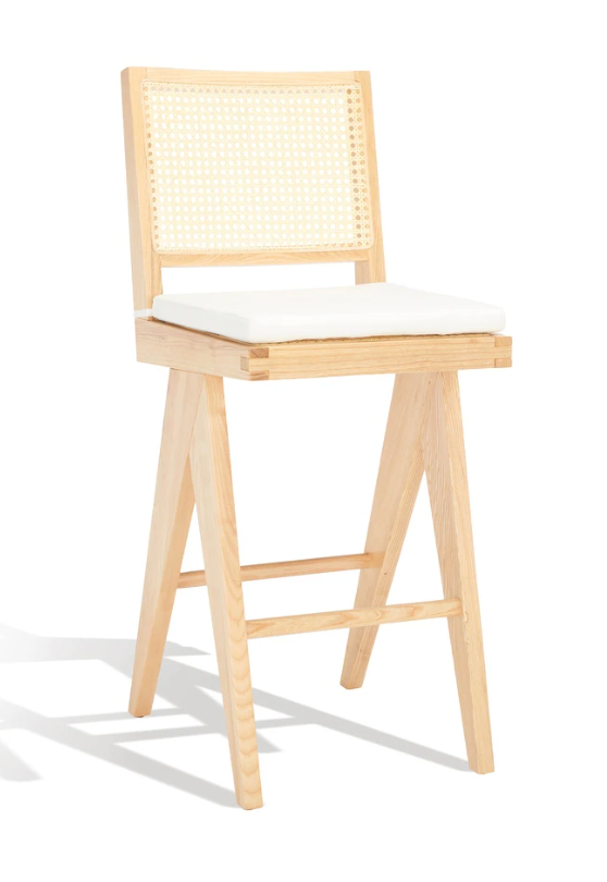 Natural solid wood rattan barheight barstool 🍸