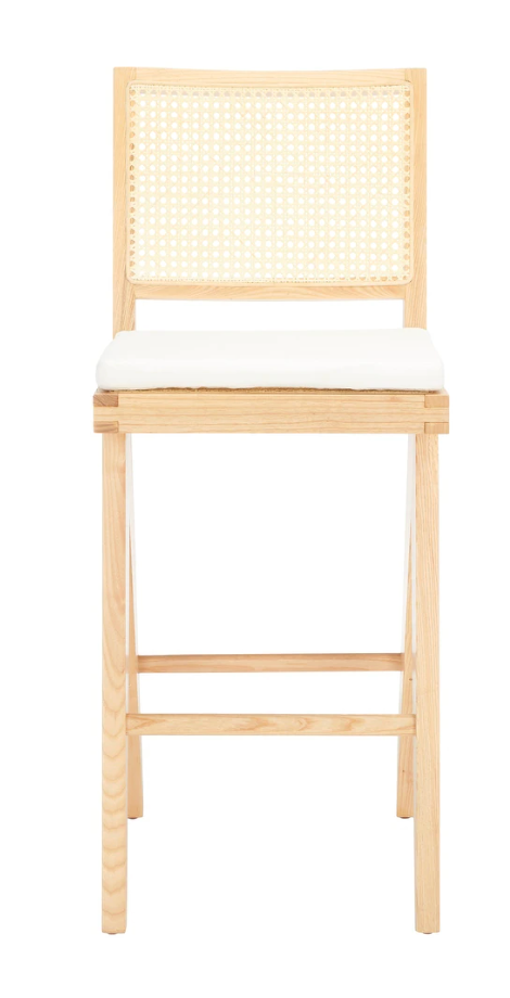 Natural solid wood rattan barheight barstool 🍸