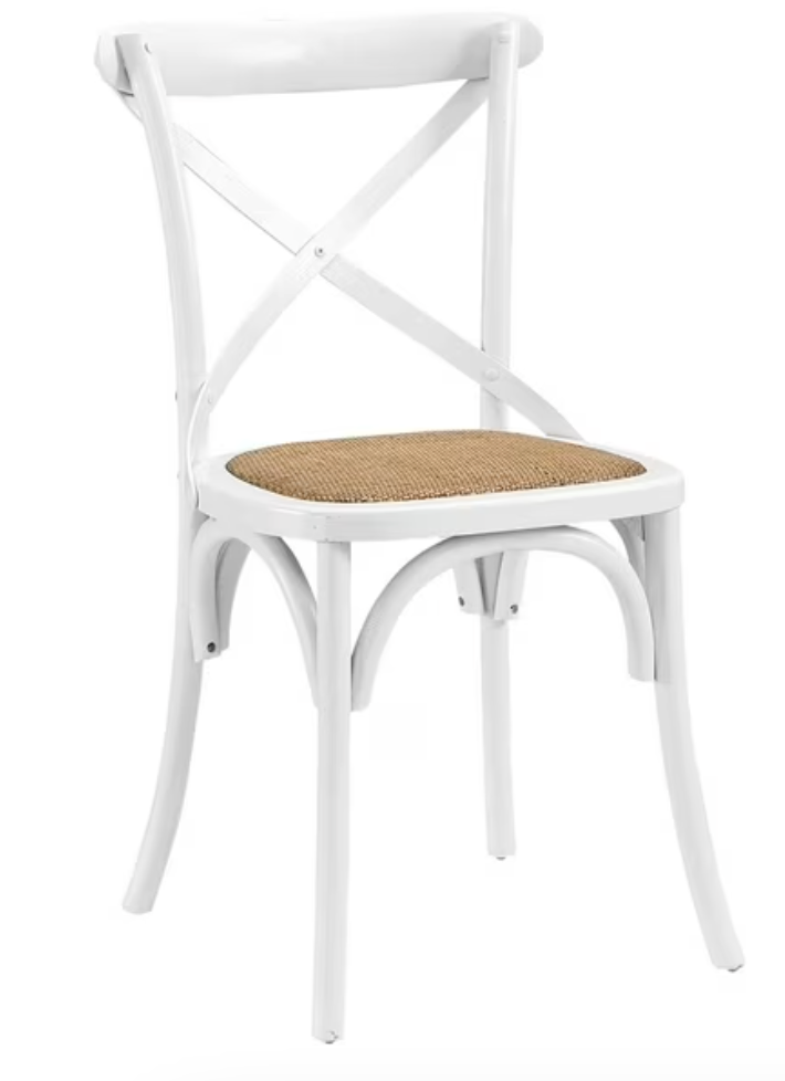 Rustic modern farmhouse white elm wood rattan dining chair 🌼
