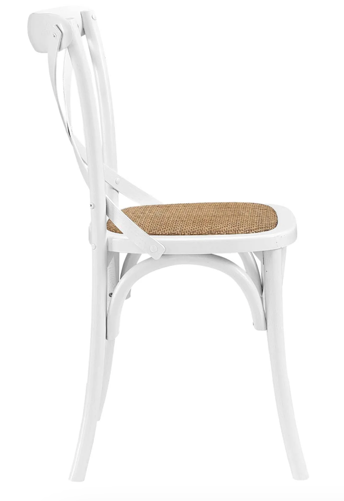 Rustic modern farmhouse white elm wood rattan dining chair 🌼