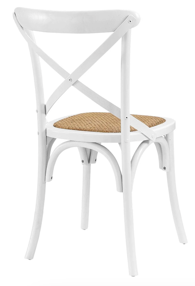 Rustic modern farmhouse white elm wood rattan dining chair 🌼