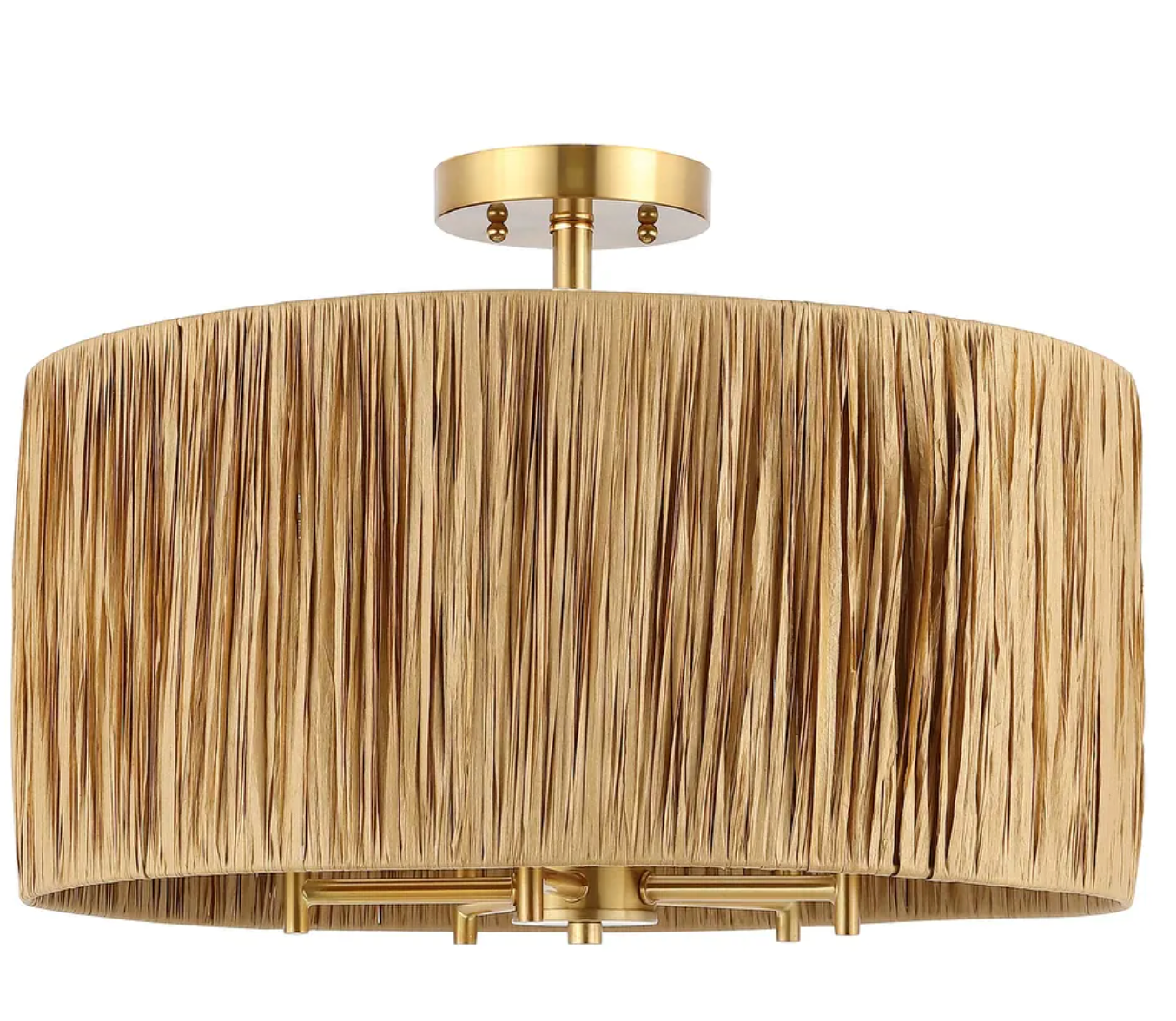 Tropical boho natural & gold 5-light flush mount ceiling light 🌻