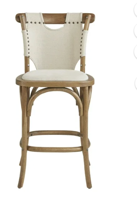 Oak wood & beige canvas counterheight barstool 🍷