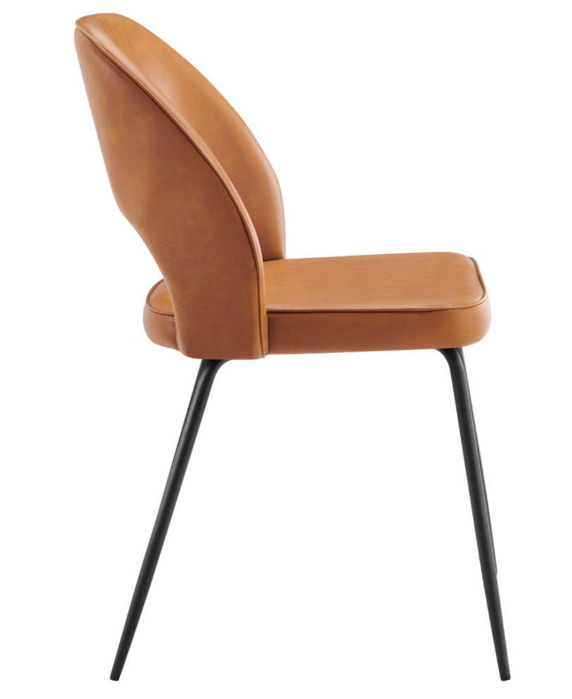 2 tan vegan leather chairs w/ black metal legs 🤎