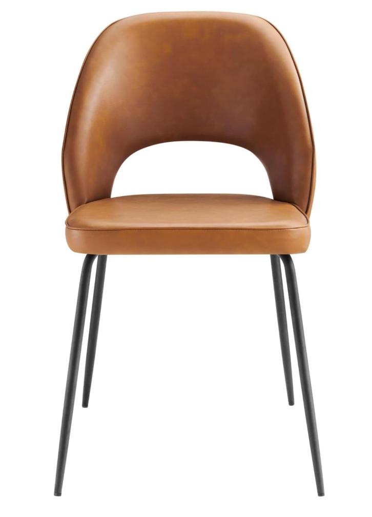 2 tan vegan leather chairs w/ black metal legs 🤎