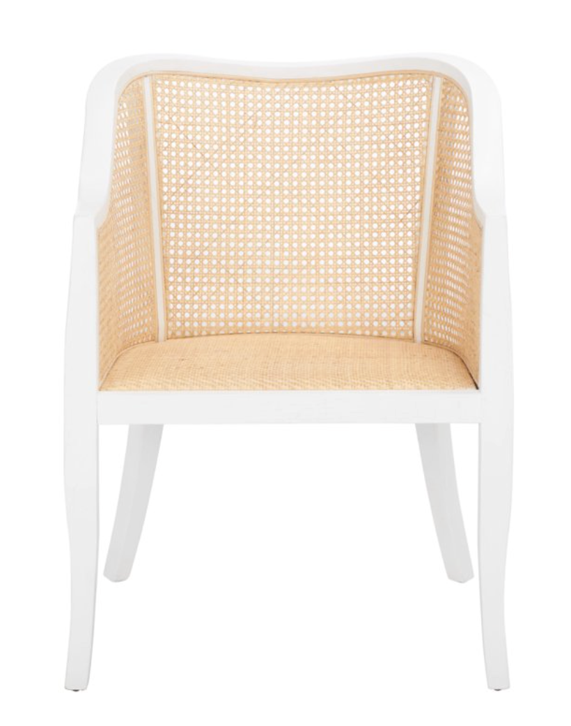 Nautical natural cane & white wood accent chair 🌻