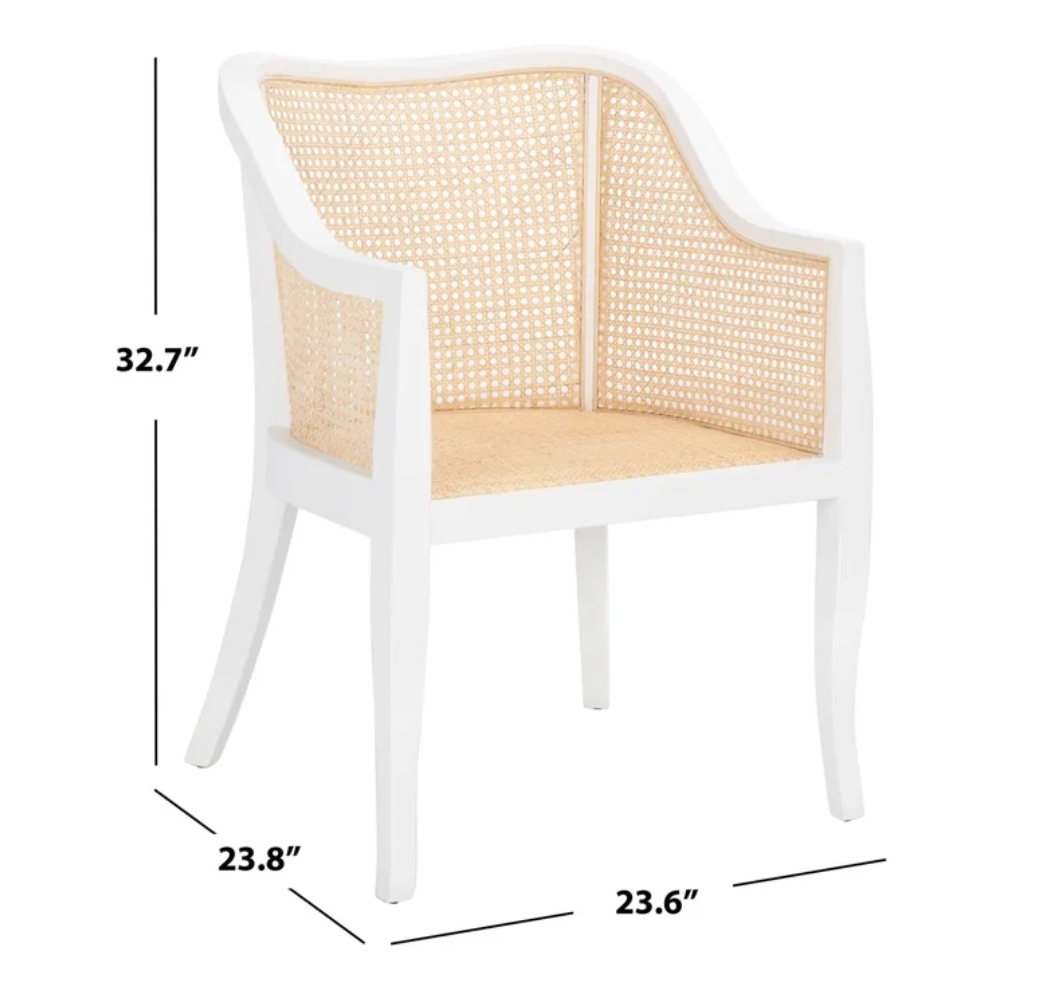 Nautical natural cane & white wood accent chair 🌻