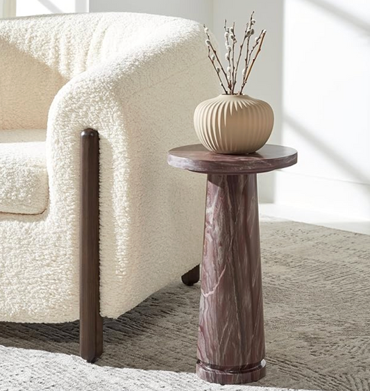 Pink marble round accent table 🍷