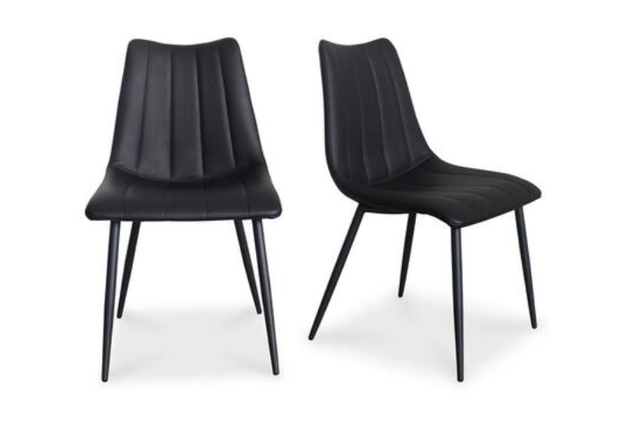 2 black vegan leather dining chairs w/ metal legs 🖤