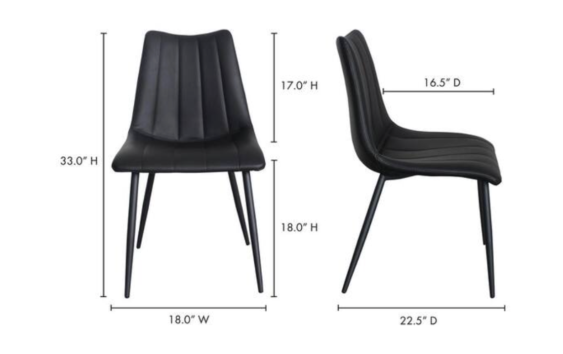 2 black vegan leather dining chairs w/ metal legs 🖤