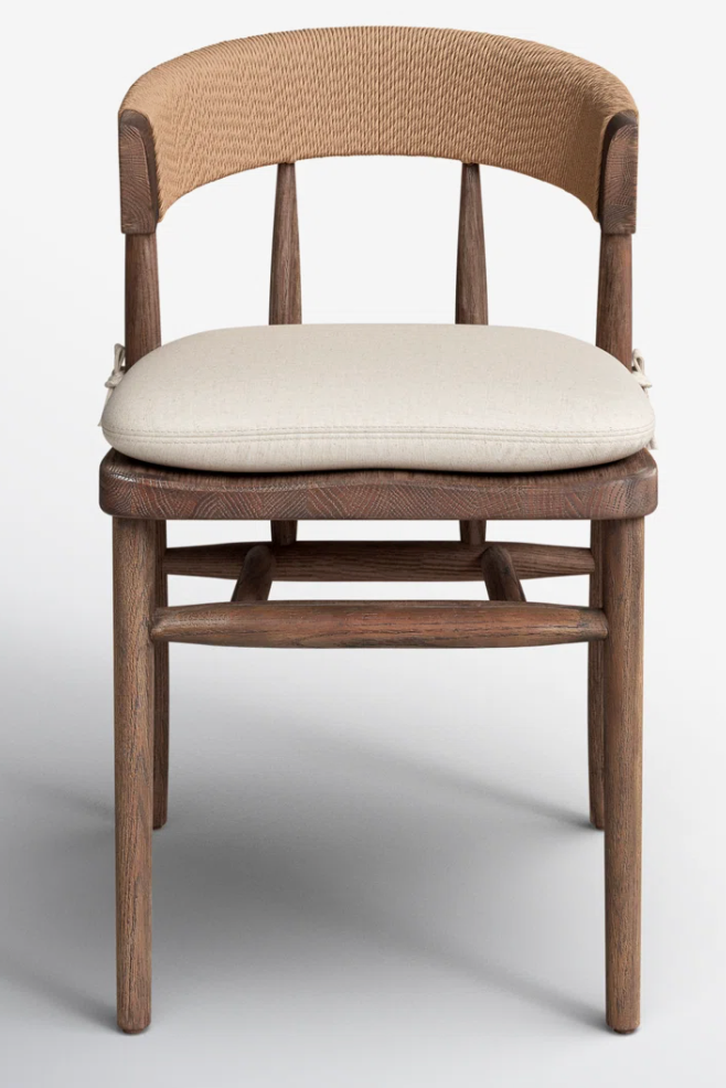 Four Hands solid oak accent chair w/ paper rush detail 🌻