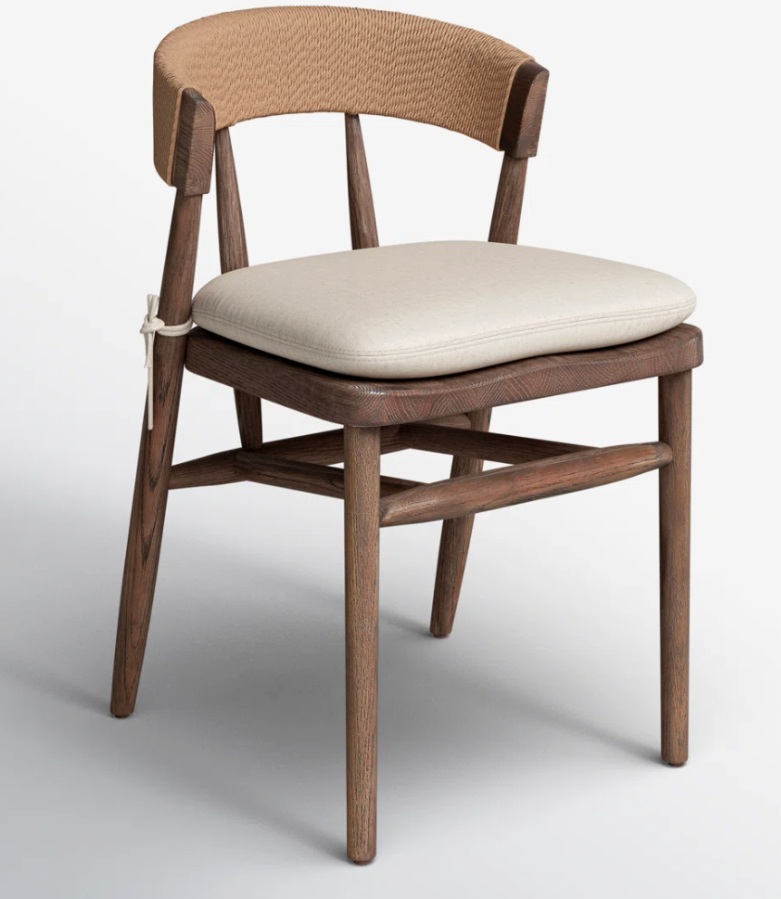 Four Hands solid oak accent chair w/ paper rush detail 🌻