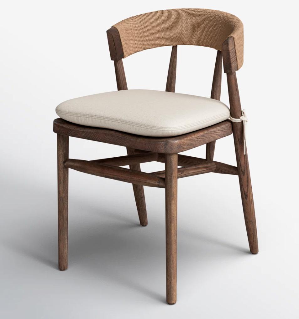 Four Hands solid oak accent chair w/ paper rush detail 🌻