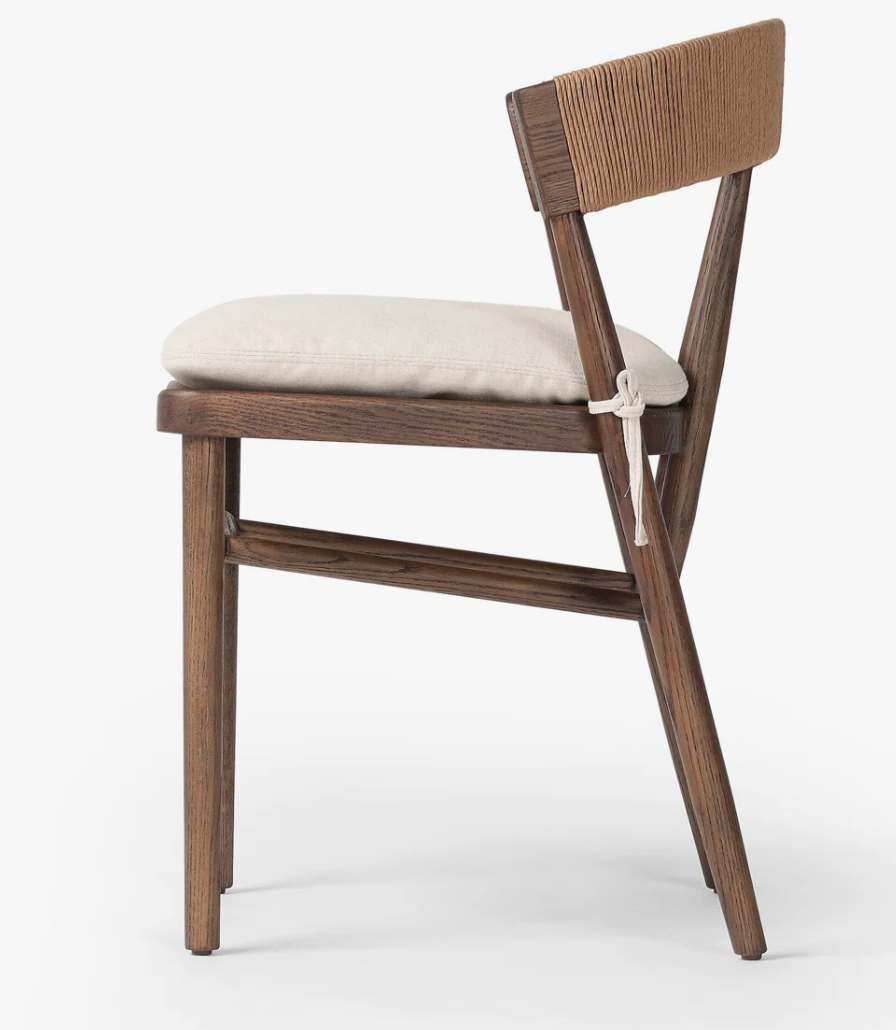 Four Hands solid oak accent chair w/ paper rush detail 🌻