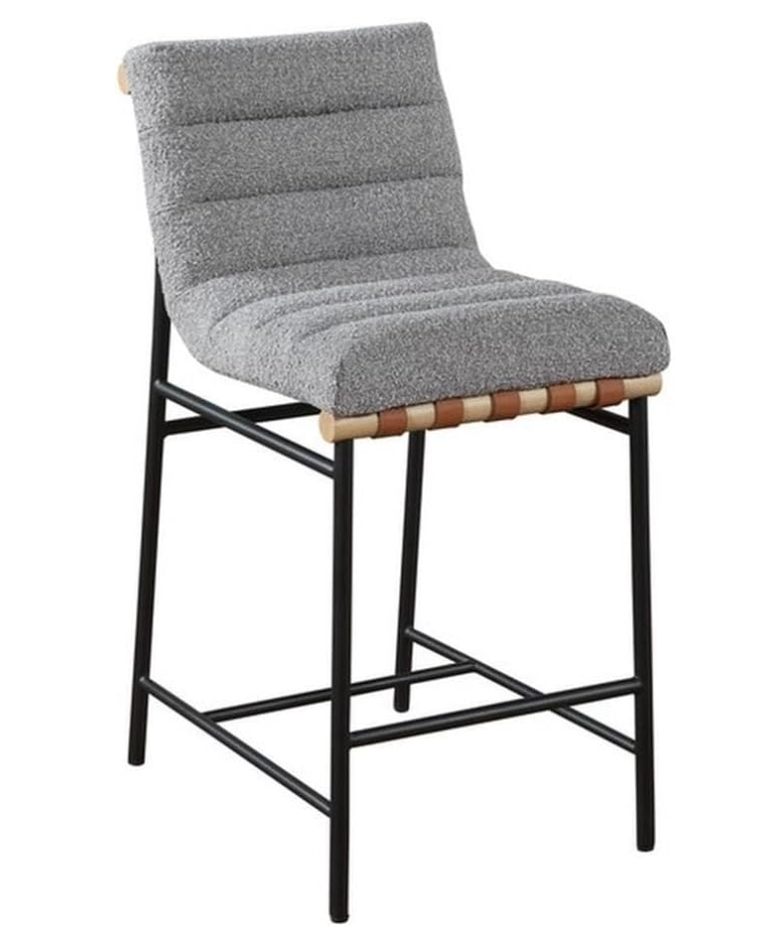 Gray boucle fabric counterheight barstool 🩶