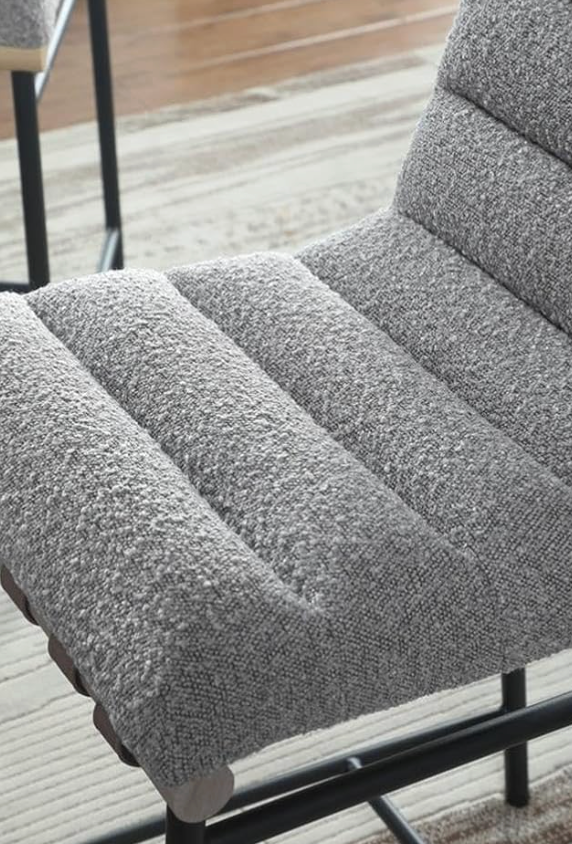 Gray boucle fabric counterheight barstool 🩶