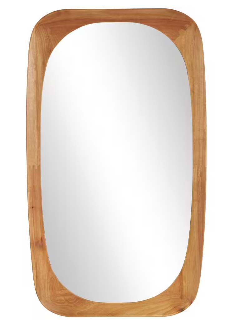 28x47 brown wood oval minimalistic wall mirror 🪞