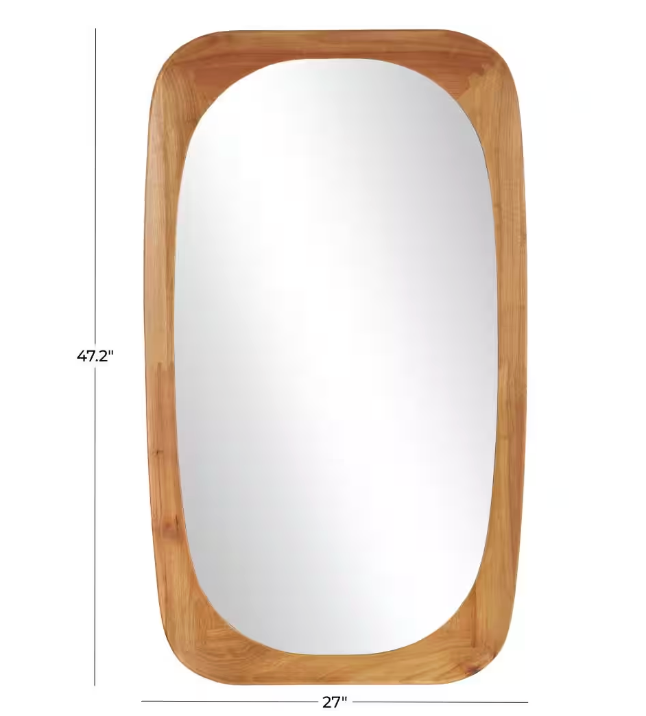 28x47 brown wood oval minimalistic wall mirror 🪞