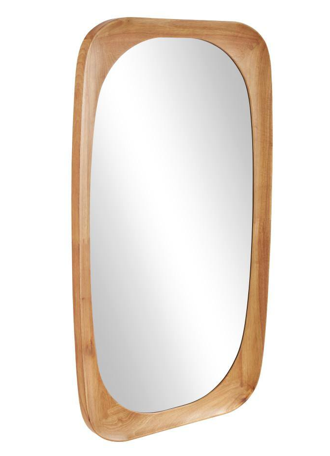 28x47 brown wood oval minimalistic wall mirror 🪞