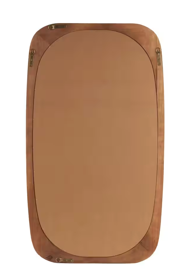 28x47 brown wood oval minimalistic wall mirror 🪞