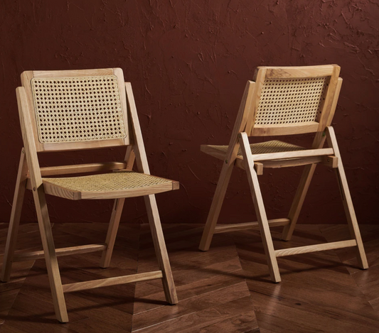 Tropical coastal natural cane solid wood folding dining chair 🌹