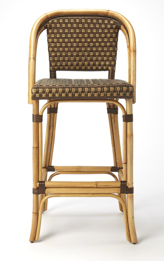 Brown & natural wood barheight indoor / outdoor barstool 🤎