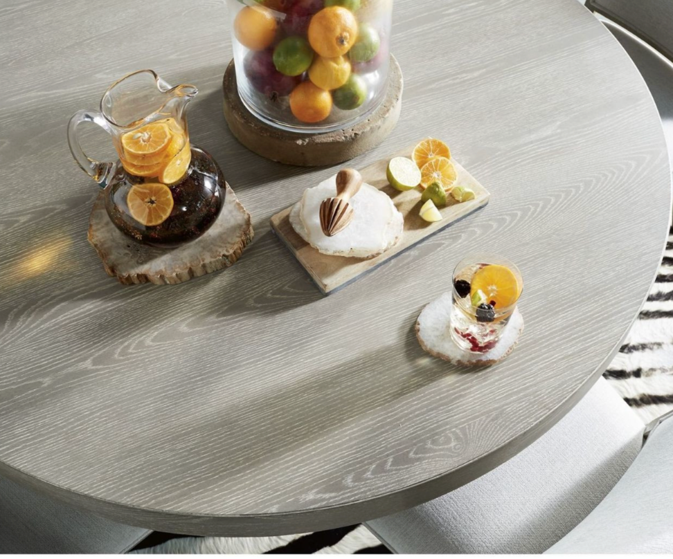 Round 54” coastal grey dining table w/ pedestal base 🩶