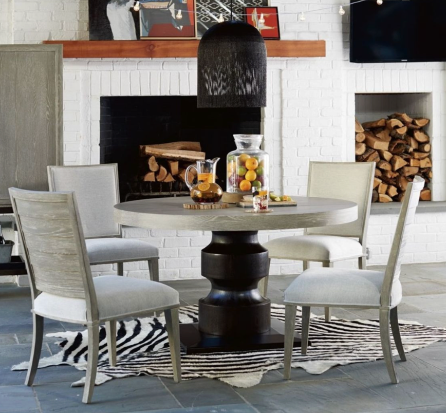 Round 54” coastal grey dining table w/ pedestal base 🩶
