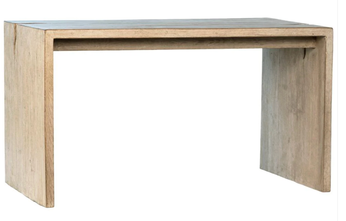 Reclaimed pine wood desk in a light warm wash finish 📖