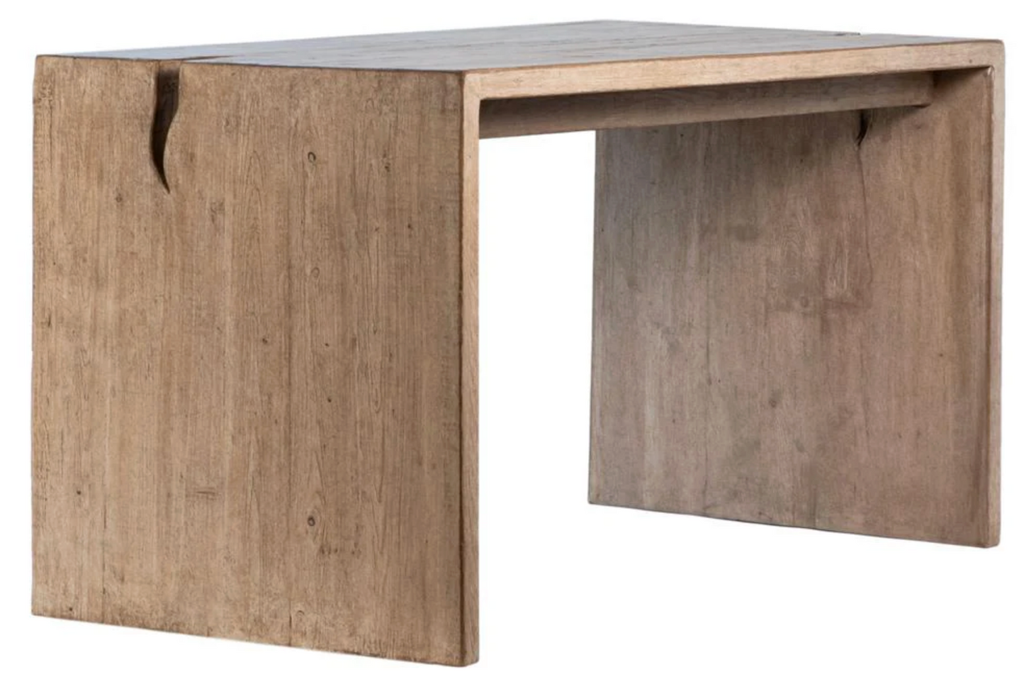 Reclaimed pine wood desk in a light warm wash finish 📖