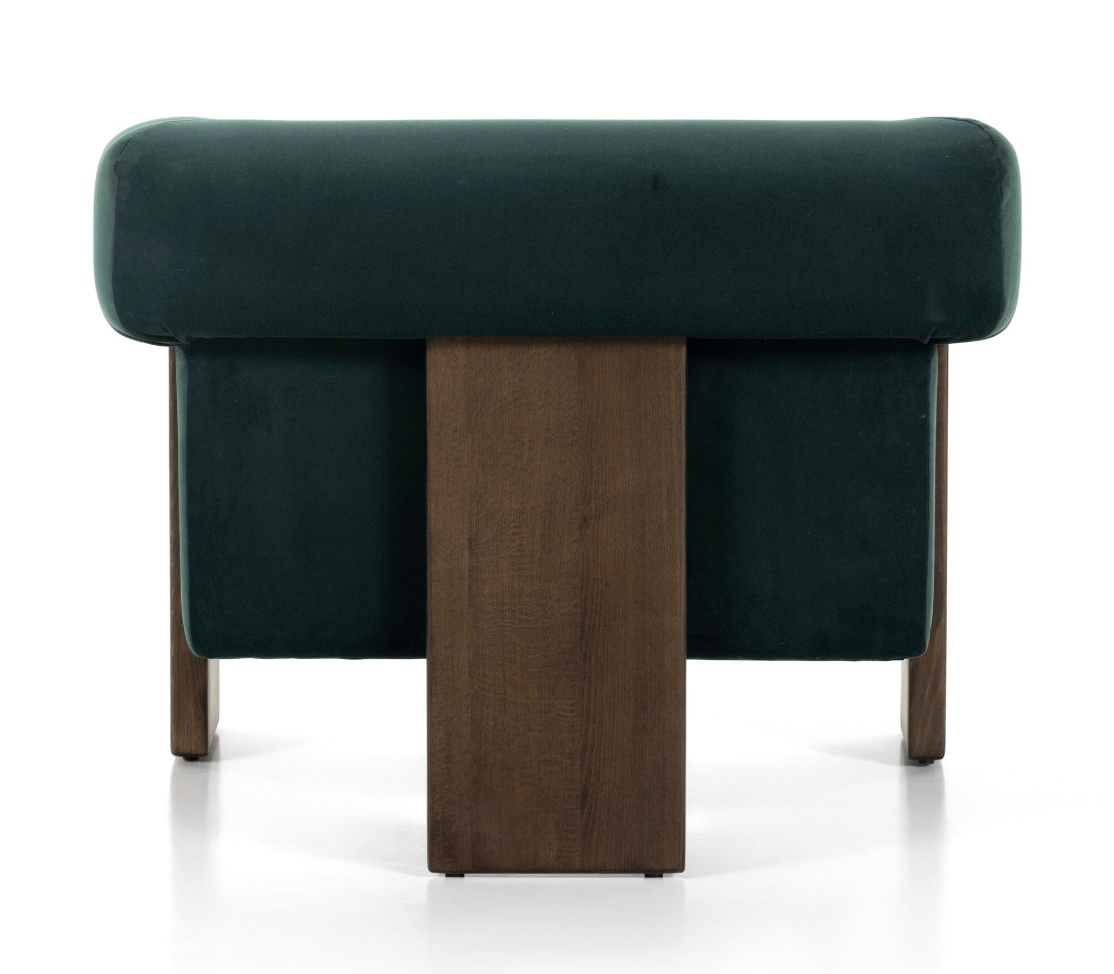 Four Hands modern velvet smoke armchair w/ wood frame 🌷
