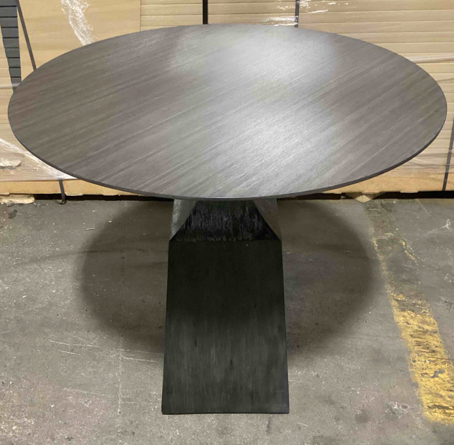 40" round dark metal dining table 🍽️