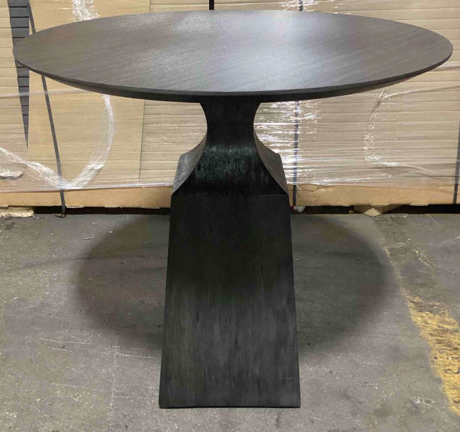 40" round dark metal dining table 🍽️