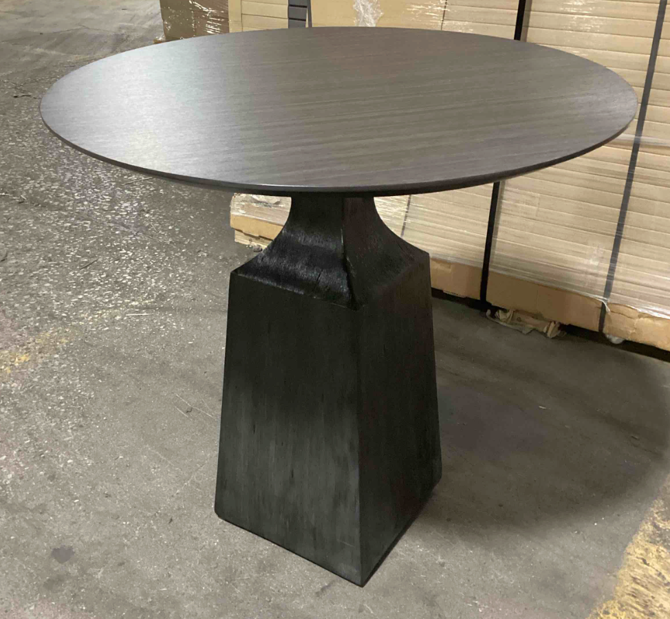 40" round dark metal dining table 🍽️
