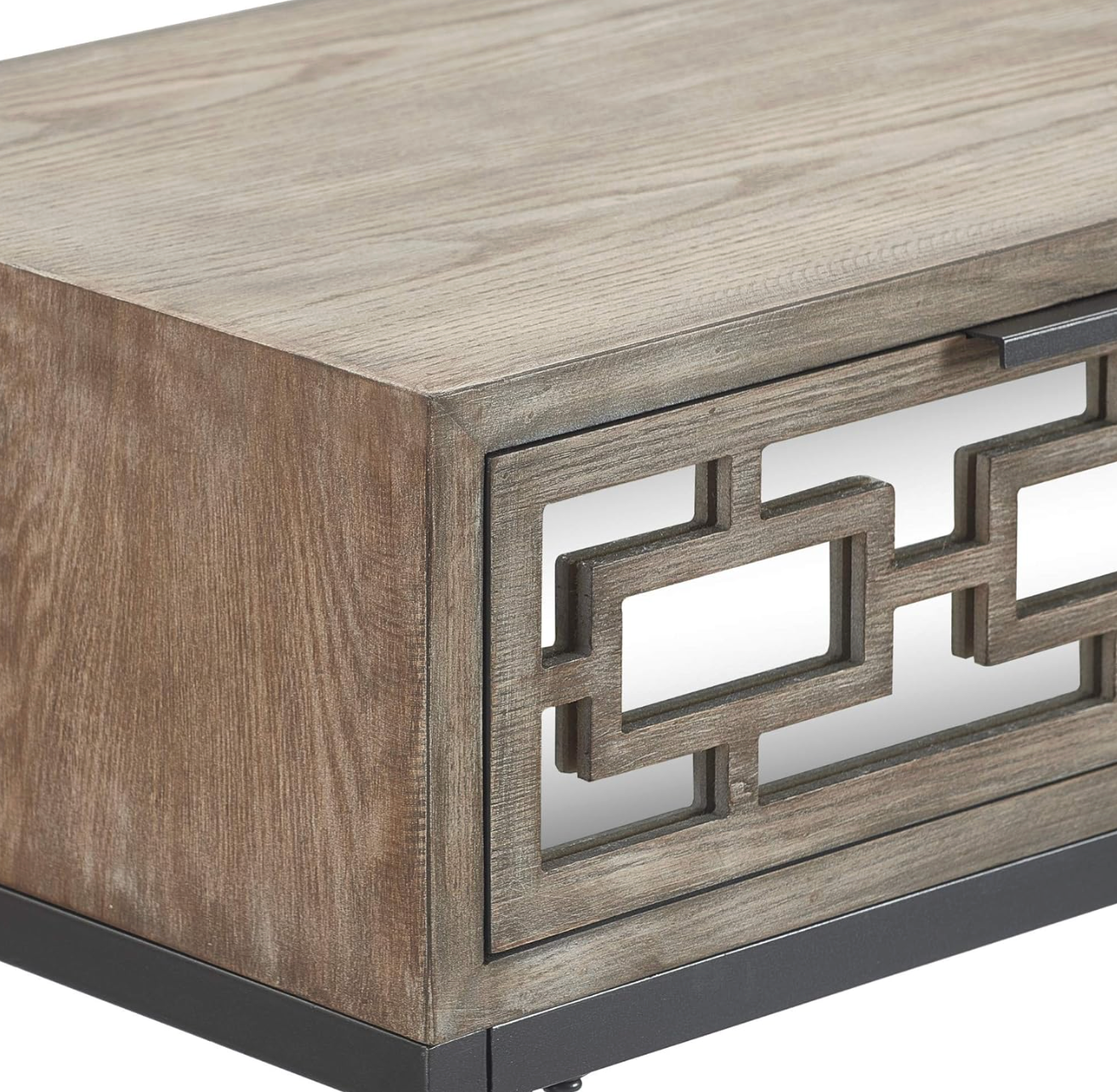 Tommy Hilfiger grey weathered wood console table w/ mirrored drawers 🩶