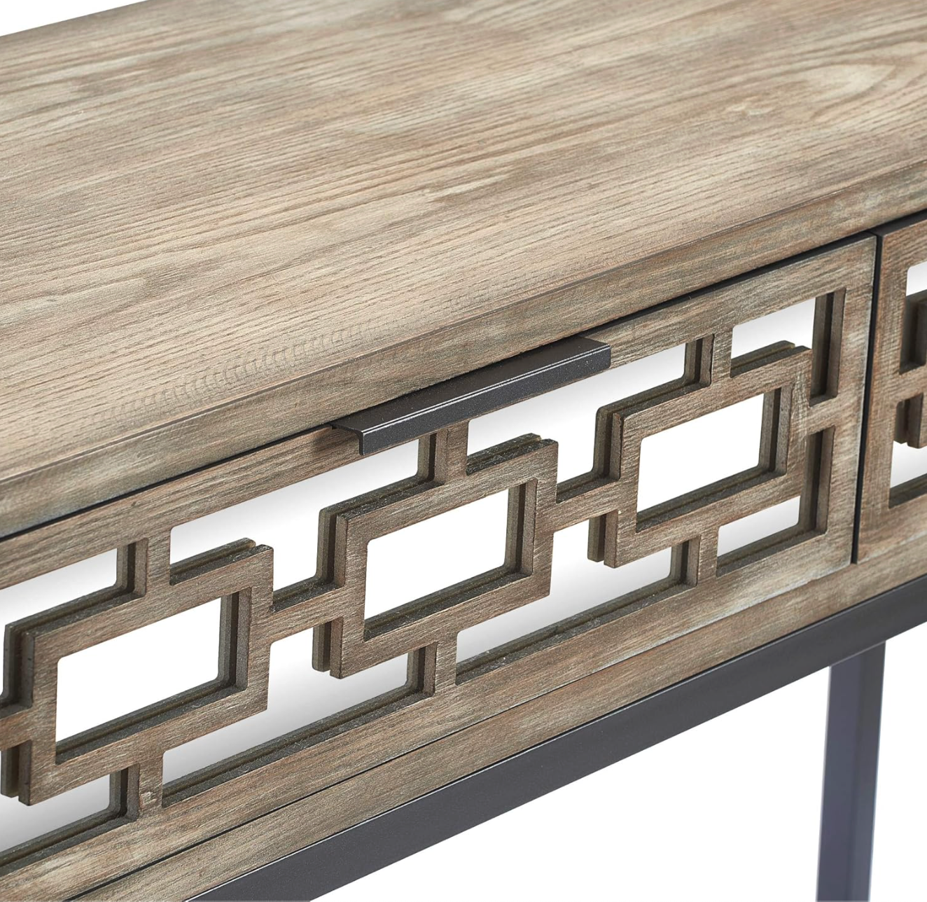 Tommy Hilfiger grey weathered wood console table w/ mirrored drawers 🩶