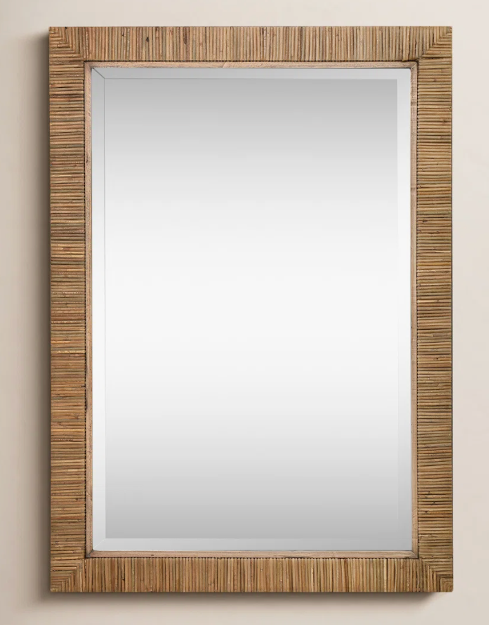 Rectangle dark brown rattan mirror 🪞